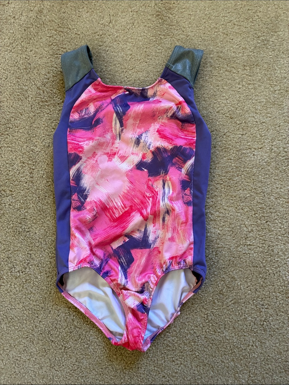 More Than Magic Brushstroke Sleeveless Leotard - Girls Size S(6/6X)